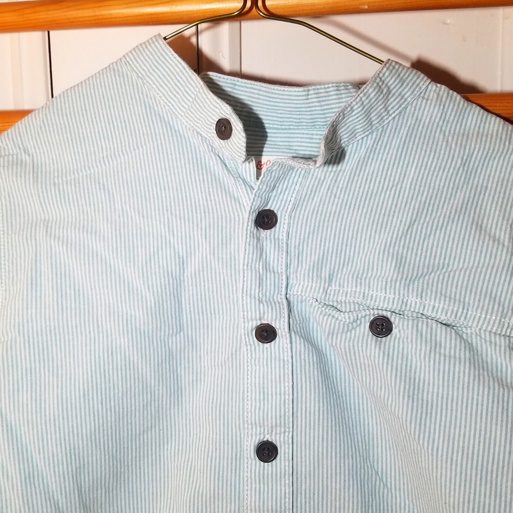 Boys XL 16 Green Pinstripe Dress Shirt St. PATRICK